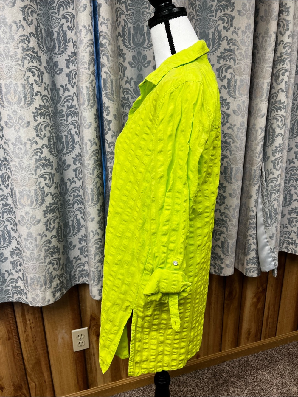 New Sigrid Olsen Lime Green 100% cotton tunic Size M - Picture 3 of 10